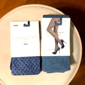 NWT 2 Pack Blue Knit and sheer dot Tights small/ medium